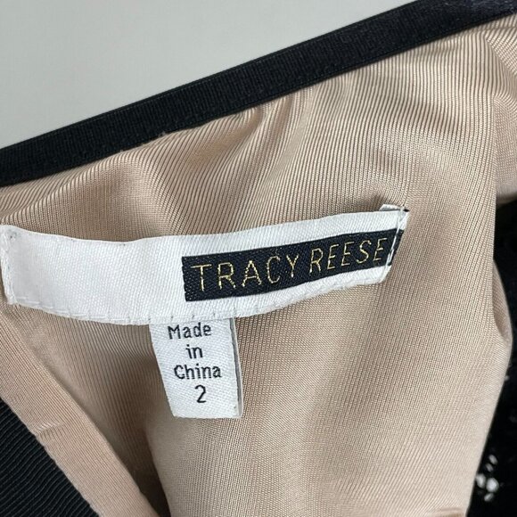 TRACY REESE Size 2 Black Side See Through Lace Bodycon Sexy Dress Long Sleeve - Picture 11 of 13